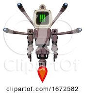 Poster, Art Print Of Mech Containing Old Computer Monitor And Pixel Exclamation Point Alert Face And Retro-Futuristic Webcam And Light Chest Exoshielding And Prototype Exoplate Chest 