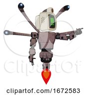Poster, Art Print Of Mech Containing Old Computer Monitor And Pixel Exclamation Point Alert Face And Retro-Futuristic Webcam And Light Chest Exoshielding And Prototype Exoplate Chest 