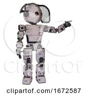 Mech Containing Oval Wide Head And Small Red Led Eyes And Barbed Wire Visor Helmet And Light Chest Exoshielding And Prototype Exoplate Chest And Prototype Exoplate Legs Grunge Sketch Dots