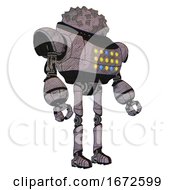 Poster, Art Print Of Robot Containing Metal Cubes Dome Head Design And Heavy Upper Chest And Colored Lights Array And Ultralight Foot Exosuit Sketch Fast Lines Facing Left View