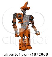 Android Containing Dual Retro Camera Head And Reversed Fin Head And Heavy Upper Chest And No Chest Plating And Prototype Exoplate Legs Secondary Orange Halftone Facing Left View