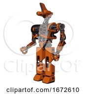 Android Containing Dual Retro Camera Head And Reversed Fin Head And Heavy Upper Chest And No Chest Plating And Prototype Exoplate Legs Secondary Orange Halftone Facing Right View
