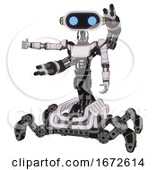 Bot Containing Dual Retro Camera Head And Cute Retro Robo Head And Yellow Head Leds And Light Chest Exoshielding And Ultralight Chest Exosuit And Minigun Back Assembly And Insect Walker Legs