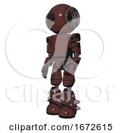 Poster, Art Print Of Automaton Containing Round Head And Large Cyclops Eye And Light Chest Exoshielding And Prototype Exoplate Chest And Light Leg Exoshielding And Spike Foot Mod Steampunk Copper Facing Right View