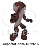 Automaton Containing Round Head And Large Cyclops Eye And Light Chest Exoshielding And Prototype Exoplate Chest And Light Leg Exoshielding And Spike Foot Mod Steampunk Copper Fight Or Defense Pose