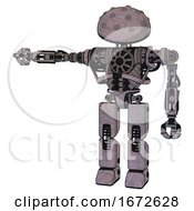 Poster, Art Print Of Robot Containing Metal Knucklehead Design And Heavy Upper Chest And No Chest Plating And Prototype Exoplate Legs Dark Sketch Arm Out Holding Invisible Object
