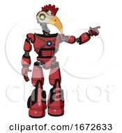 Android Containing Bird Skull Head And Green Eyes And Chicken Design And Light Chest Exoshielding And Blue Energy Core And Light Leg Exoshielding And Stomper Foot Mod Primary Red Halftone