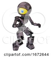 Poster, Art Print Of Mech Containing Giant Eyeball Head Design And Light Chest Exoshielding And Ultralight Chest Exosuit And Prototype Exoplate Legs Sketch Pad Cloudy Smudges Fight Or Defense Pose