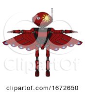 Poster, Art Print Of Mech Containing Oval Wide Head And Sunshine Patch Eye And Retro Antenna With Light And Light Chest Exoshielding And Ultralight Chest Exosuit And Cherub Wings Design And Ultralight Foot Exosuit