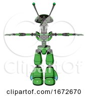 Poster, Art Print Of Mech Containing Dual Retro Camera Head And Shrimp Head And Light Chest Exoshielding And No Chest Plating And Light Leg Exoshielding Secondary Green Halftone T-Pose