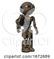 Poster, Art Print Of Bot Containing Round Head And Maru Eyes And Head Light Gadgets And Light Chest Exoshielding And Ultralight Chest Exosuit And Rocket Pack And Prototype Exoplate Legs Desert Tan Painted Hero Pose