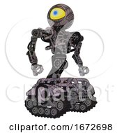 Poster, Art Print Of Robot Containing Giant Eyeball Head Design And Heavy Upper Chest And No Chest Plating And Tank Tracks Dark Sketchy Hero Pose