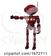 Android Containing Oval Wide Head And Small Red Led Eyes And Retro Antenna With Light And Light Chest Exoshielding And Yellow Chest Lights And Ultralight Foot Exosuit Fire Engine Red Halftone