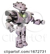 Poster, Art Print Of Cyborg Containing Plughead Dome Design And Heavy Upper Chest And Heavy Mech Chest And Green Energy Core And Prototype Exoplate Legs Sketch Pad Dots Pattern Interacting