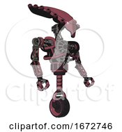 Poster, Art Print Of Robot Containing Flat Elongated Skull Head And Heavy Upper Chest And No Chest Plating And Unicycle Wheel Muavewood Halftone Facing Left View