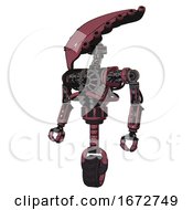 Poster, Art Print Of Robot Containing Flat Elongated Skull Head And Heavy Upper Chest And No Chest Plating And Unicycle Wheel Muavewood Halftone Standing Looking Right Restful Pose