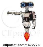 Cyborg Containing Dual Retro Camera Head And Retro 80s Head And Light Chest Exoshielding And Ultralight Chest Exosuit And Rocket Pack And Jet Propulsion Halftone Sketch