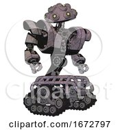 Poster, Art Print Of Robot Containing Techno Multi-Eyed Domehead Design And Heavy Upper Chest And Heavy Mech Chest And Tank Tracks Sketch Fast Lines Hero Pose