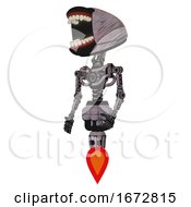 Poster, Art Print Of Android Containing Chomper Head Design And Light Chest Exoshielding And No Chest Plating And Jet Propulsion Dark Sketch Lines Facing Right View