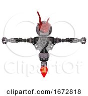 Poster, Art Print Of Automaton Containing Bright Red Jellyfish Tentacles Fiber Optic Design And Heavy Upper Chest And No Chest Plating And Jet Propulsion Dark Dirty Scrawl Sketch T-Pose