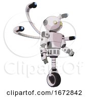 Poster, Art Print Of Automaton Containing Oval Wide Head And Yellow Eyes And Retro Antenna With Light And Light Chest Exoshielding And Prototype Exoplate Chest And Blue-Eye Cam Cable Tentacles And Unicycle Wheel