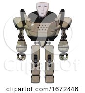 Droid Containing Humanoid Face Mask And Heavy Upper Chest And Prototype Exoplate Legs Grungy Fiberglass Front View