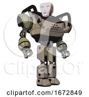 Poster, Art Print Of Droid Containing Humanoid Face Mask And Heavy Upper Chest And Prototype Exoplate Legs Grungy Fiberglass Hero Pose