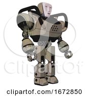 Poster, Art Print Of Droid Containing Humanoid Face Mask And Heavy Upper Chest And Prototype Exoplate Legs Grungy Fiberglass Facing Left View