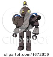 Poster, Art Print Of Robot Containing Oval Wide Head And Yellow Eyes And Minibot Ornament And Heavy Upper Chest And Heavy Mech Chest And Battle Mech Chest And Prototype Exoplate Legs Light Brown