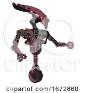 Poster, Art Print Of Robot Containing Flat Elongated Skull Head And Heavy Upper Chest And No Chest Plating And Unicycle Wheel Muavewood Halftone Interacting