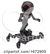 Poster, Art Print Of Automaton Containing Round Barbed Wire Round Head And Light Chest Exoshielding And Ultralight Chest Exosuit And Insect Walker Legs Dark Dirty Scrawl Sketch Fight Or Defense Pose