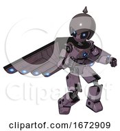 Cyborg Containing Grey Alien Style Head And Electric Eyes And Gray Helmet And Light Chest Exoshielding And Blue Energy Core And Cherub Wings Design And Prototype Exoplate Legs Lilac Metal