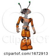 Robot Containing Dual Retro Camera Head And Shrimp Head And Light Chest Exoshielding And Ultralight Chest Exosuit And Light Leg Exoshielding Secondary Orange Halftone Hero Pose by Leo Blanchette