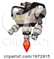Poster, Art Print Of Droid Containing Dual Retro Camera Head And Simple Blue Telescopic Eye Head And Heavy Upper Chest And Colored Lights Array And Jet Propulsion Halftone Sketch Facing Right View