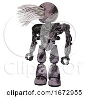 Poster, Art Print Of Android Containing Round Fiber Optic Connectors Head And Heavy Upper Chest And No Chest Plating And Light Leg Exoshielding Sketch Pad Wet Ink Smudge Standing Looking Right Restful Pose