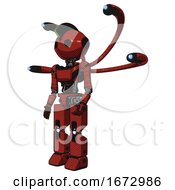 Poster, Art Print Of Cyborg Containing Oval Wide Head And Techno Mohawk And Light Chest Exoshielding And Ultralight Chest Exosuit And Blue-Eye Cam Cable Tentacles And Prototype Exoplate Legs Cherry Tomato Red