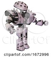 Poster, Art Print Of Robot Containing Black Sphere Cam Design And Heavy Upper Chest And Heavy Mech Chest And Shoulder Spikes And Prototype Exoplate Legs Sketch Pad Dots Pattern Interacting