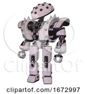 Poster, Art Print Of Robot Containing Black Sphere Cam Design And Heavy Upper Chest And Heavy Mech Chest And Shoulder Spikes And Prototype Exoplate Legs Sketch Pad Dots Pattern Standing Looking Right Restful Pose