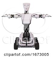 Poster, Art Print Of Android Containing Humanoid Face Mask And Light Chest Exoshielding And Prototype Exoplate Chest And Six-Wheeler Base White Halftone Toon T-Pose