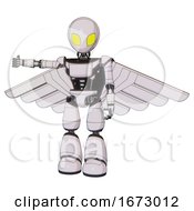 Bot Containing Grey Alien Style Head And Yellow Eyes And Light Chest Exoshielding And Ultralight Chest Exosuit And Pilots Wings Assembly And Light Leg Exoshielding White Halftone Toon