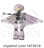Poster, Art Print Of Cyborg Containing Yellow Cyclops Dome Head And Light Chest Exoshielding And Pilots Wings Assembly And No Chest Plating And Light Leg Exoshielding Sketch Pad Dots Pattern