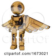 Bot Containing Round Head And Three Lens Sentinel Visor And Light Chest Exoshielding And Ultralight Chest Exosuit And Cherub Wings Design And Prototype Exoplate Legs Construction Yellow Halftone