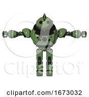 Poster, Art Print Of Android Containing Oval Wide Head And Techno Mohawk And Heavy Upper Chest And Chest Compound Eyes And Prototype Exoplate Legs Grass Green T-Pose
