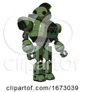 Poster, Art Print Of Android Containing Oval Wide Head And Techno Mohawk And Heavy Upper Chest And Chest Compound Eyes And Prototype Exoplate Legs Grass Green Facing Left View