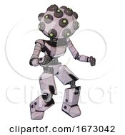 Poster, Art Print Of Bot Containing Many Robo-Eye Domehead Design And Light Chest Exoshielding And Ultralight Chest Exosuit And Prototype Exoplate Legs Sketch Pad Dots Pattern Fight Or Defense Pose