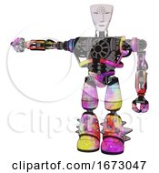 Android Containing Humanoid Face Mask And Spiral Design And Heavy Upper Chest And No Chest Plating And Light Leg Exoshielding And Spike Foot Mod Plasma Burst Arm Out Holding Invisible Object