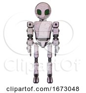 Poster, Art Print Of Robot Containing Grey Alien Style Head And Led Array Eyes And Light Chest Exoshielding And Prototype Exoplate Chest And Ultralight Foot Exosuit Sketch Pad Doodle Lines Front View
