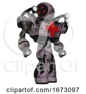 Poster, Art Print Of Automaton Containing Three Led Eyes Round Head And Heavy Upper Chest And First Aid Chest Symbol And Shoulder Headlights And Light Leg Exoshielding And Stomper Foot Mod Sketch Pad Cloudy Smudges