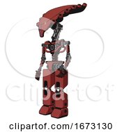 Poster, Art Print Of Mech Containing Flat Elongated Skull Head And Light Chest Exoshielding And No Chest Plating And Prototype Exoplate Legs Light Brick Red Facing Right View