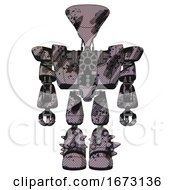Poster, Art Print Of Automaton Containing Flat Elongated Skull Head And Heavy Upper Chest And Heavy Mech Chest And Light Leg Exoshielding And Spike Foot Mod Smudgy Sketch Front View